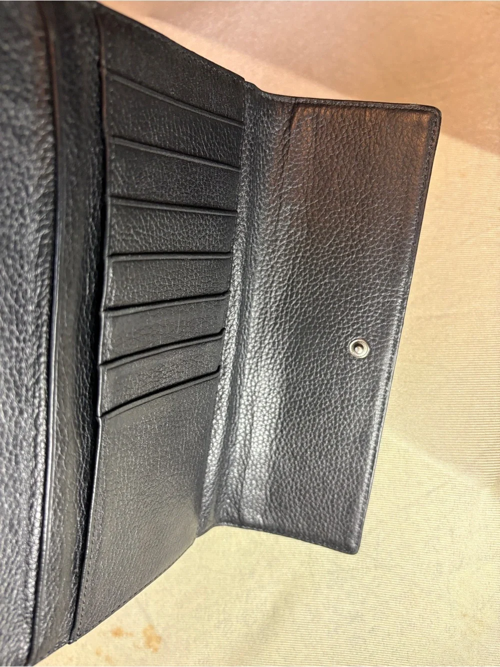 Via Spiga Black Leather Studded Clutch Wallet